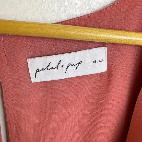 Petal & Pup Noelle Twist Front Pleated Midi Dress - Pink Large - Picture 5 of 9